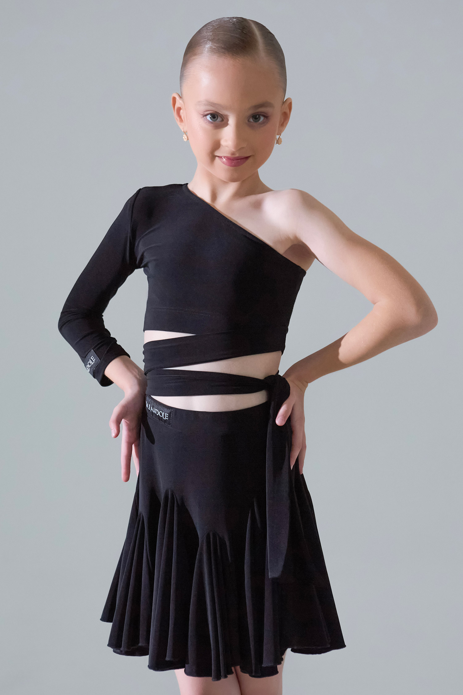 Топ детский на одно плечо (черный)