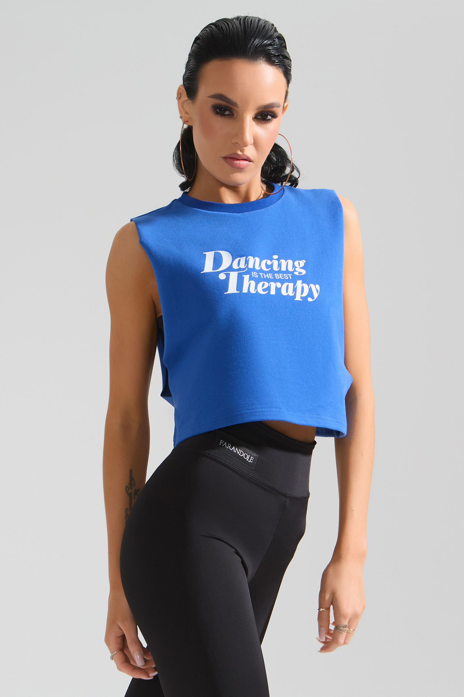 Майка с вынутой проймой (синий)