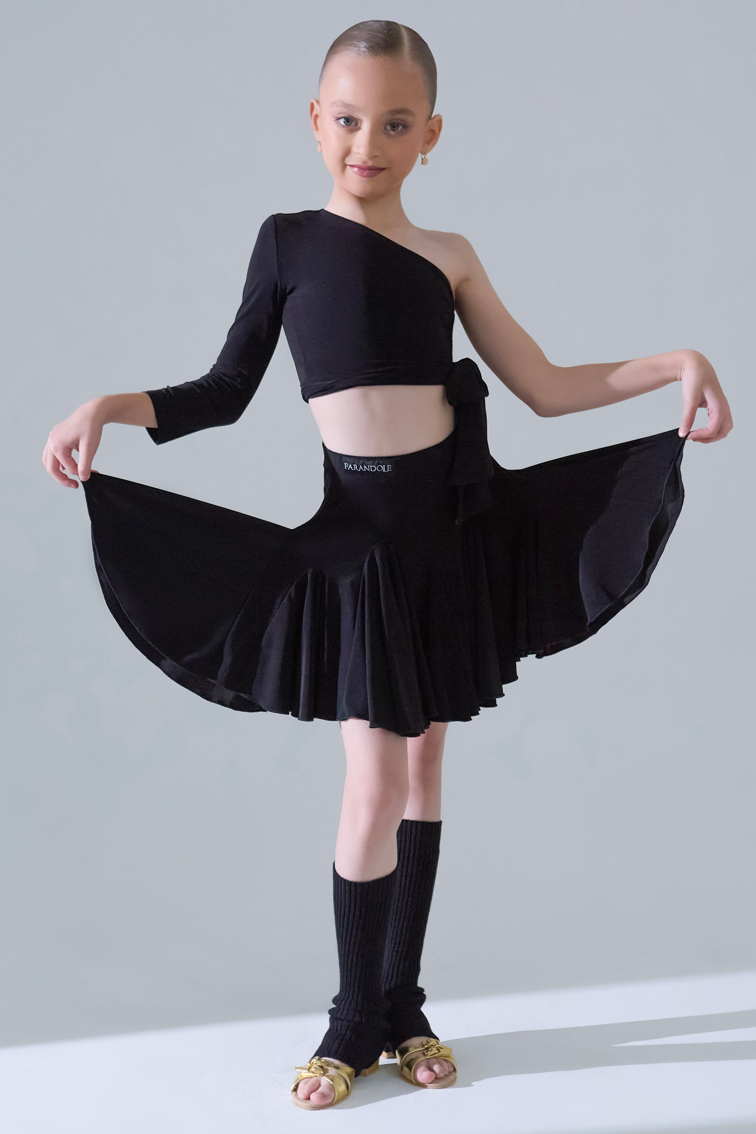 Юбка мини детская с клиньями годе (черный)