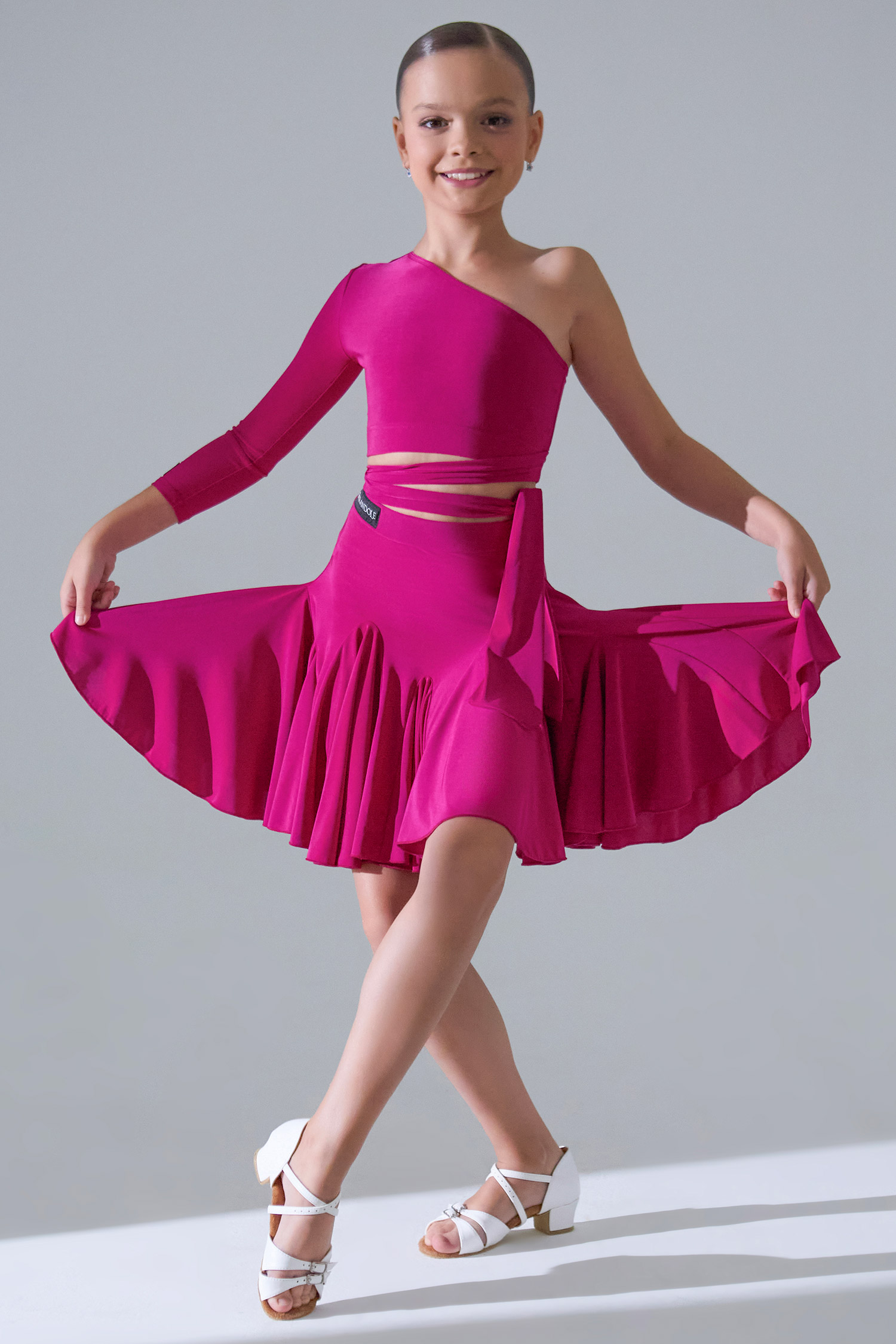 Юбка мини детская с клиньями годе (фуксия)