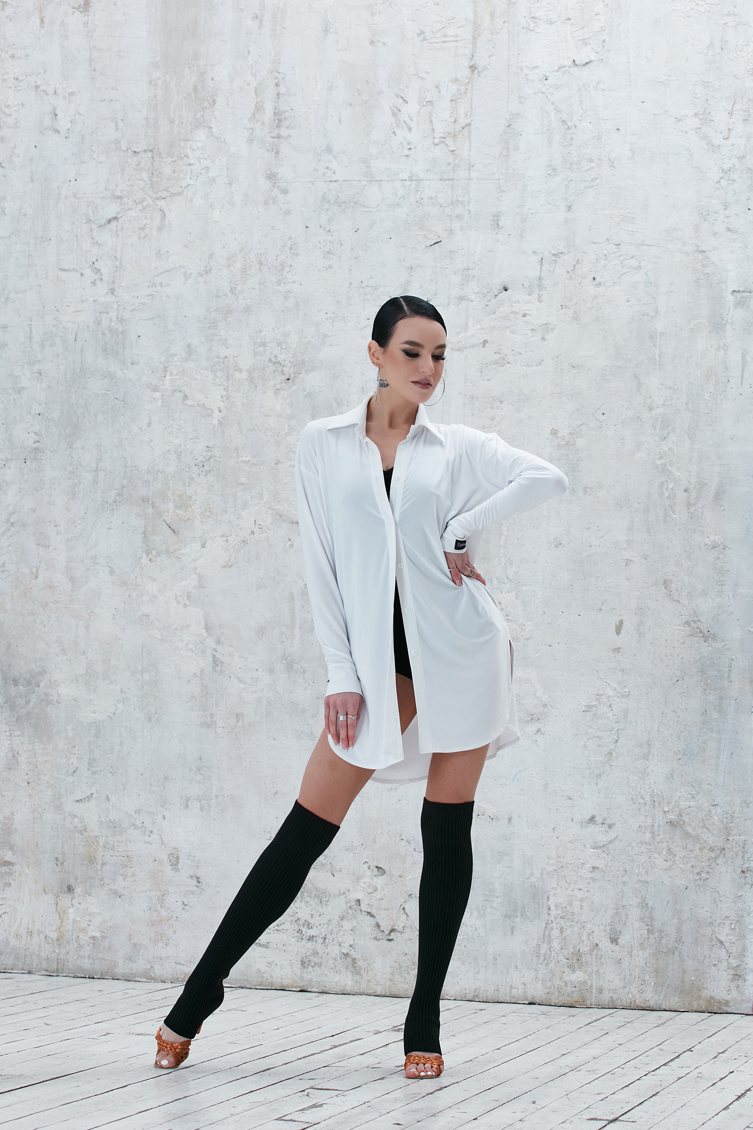 Рубашка удлиненная с разрезами