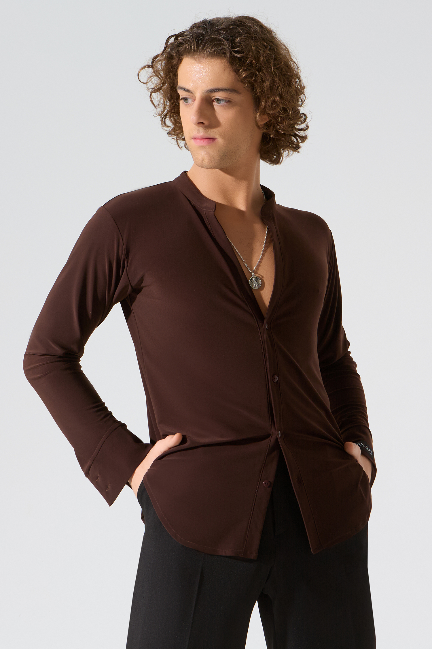 Рубашка мужская приталенная (шоколадный)