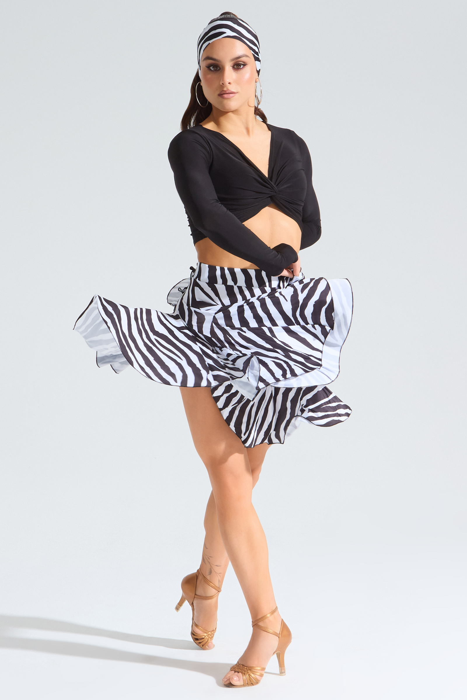 Юбка мини с клиньями "годе" (зебра)