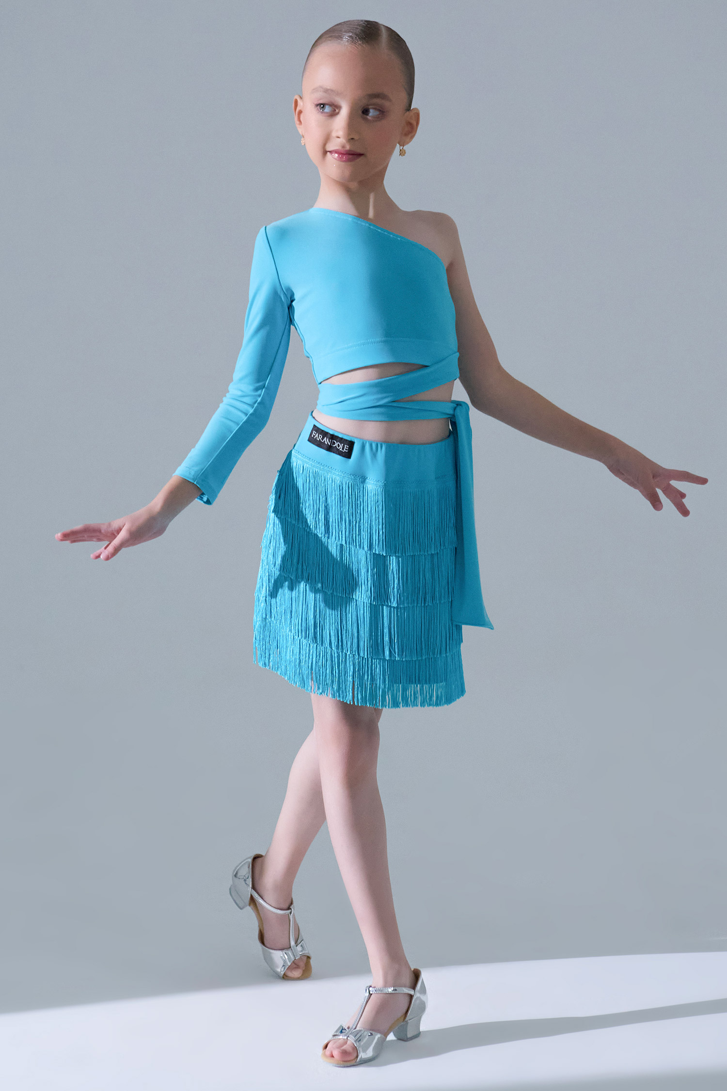 Юбка мини детская с бахромой (бирюзовый)