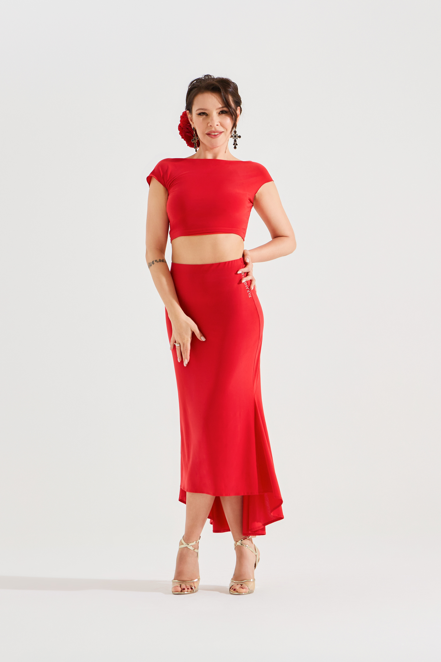 Юбка для танго с двумя клиньями (красный)