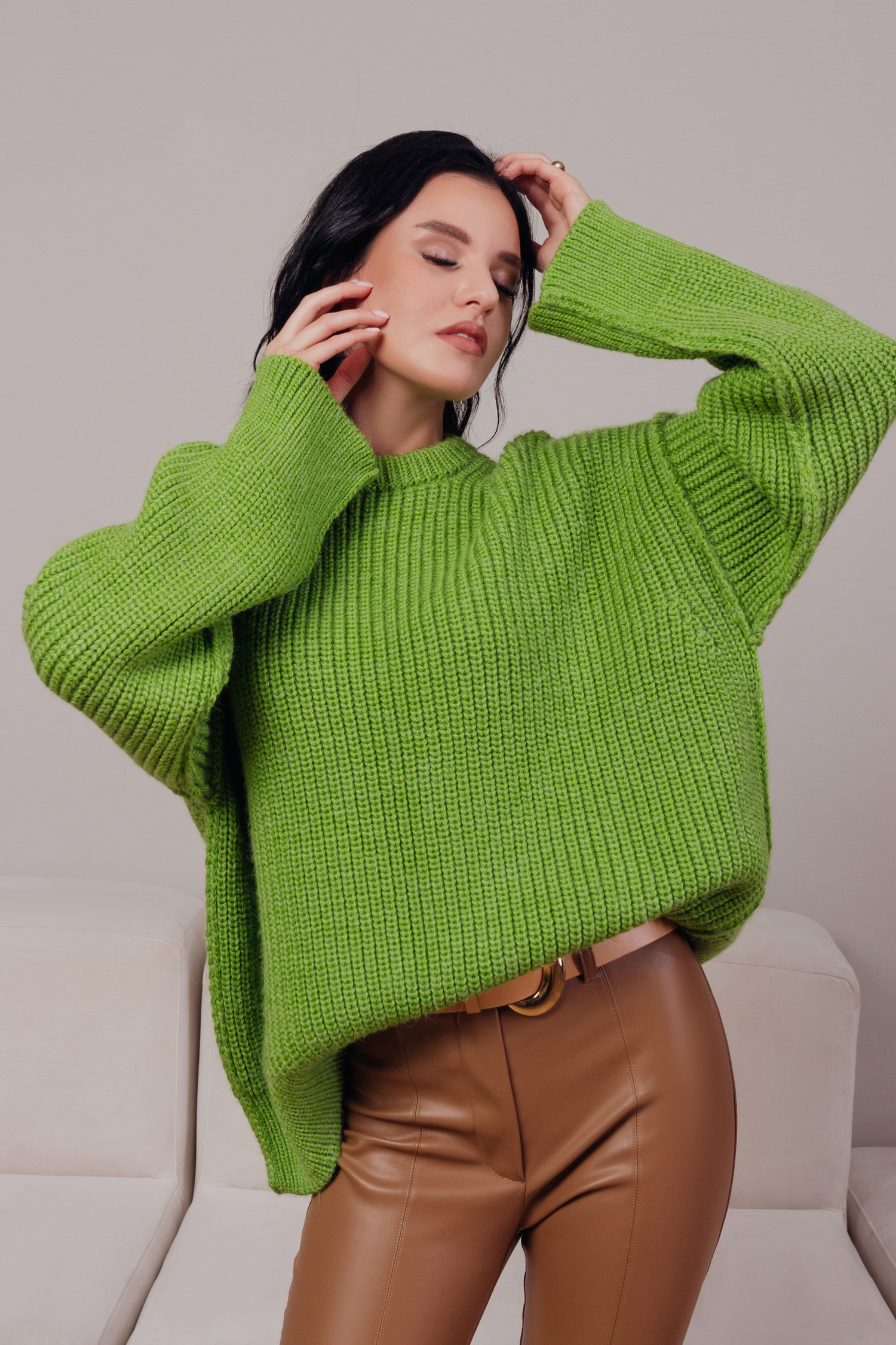 Джемпер швами наружу (зеленый)