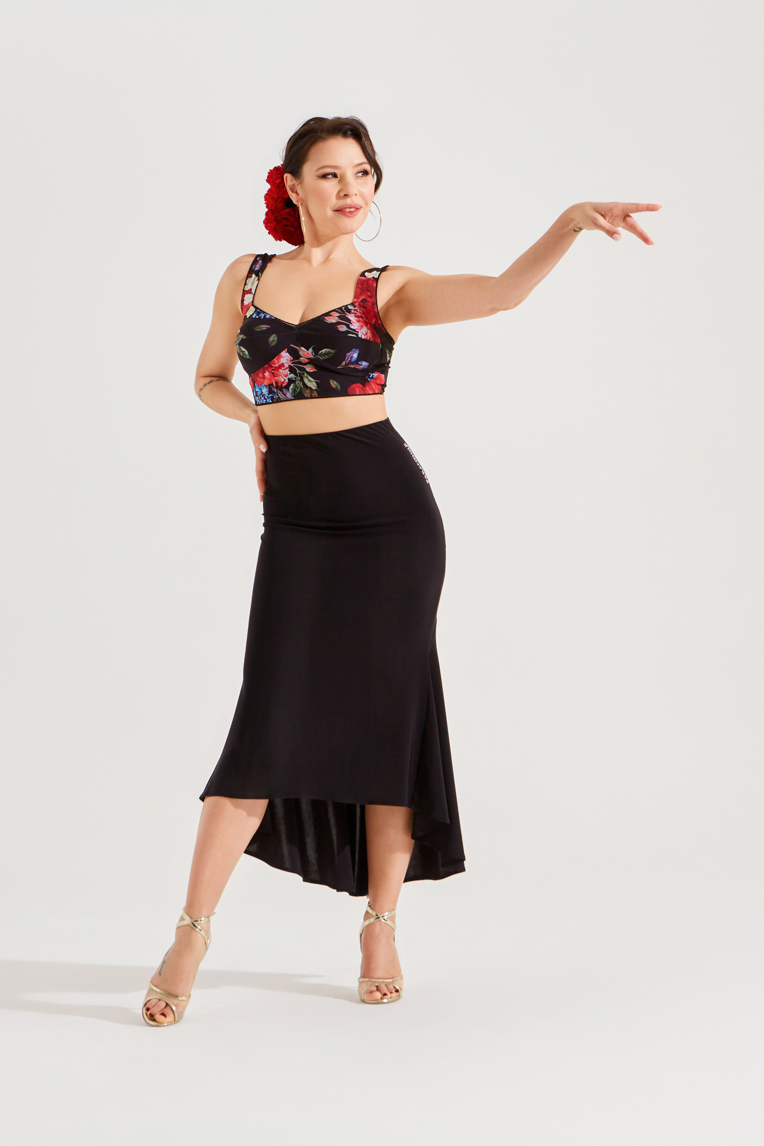 Юбка для танго с двумя клиньями  (черный)