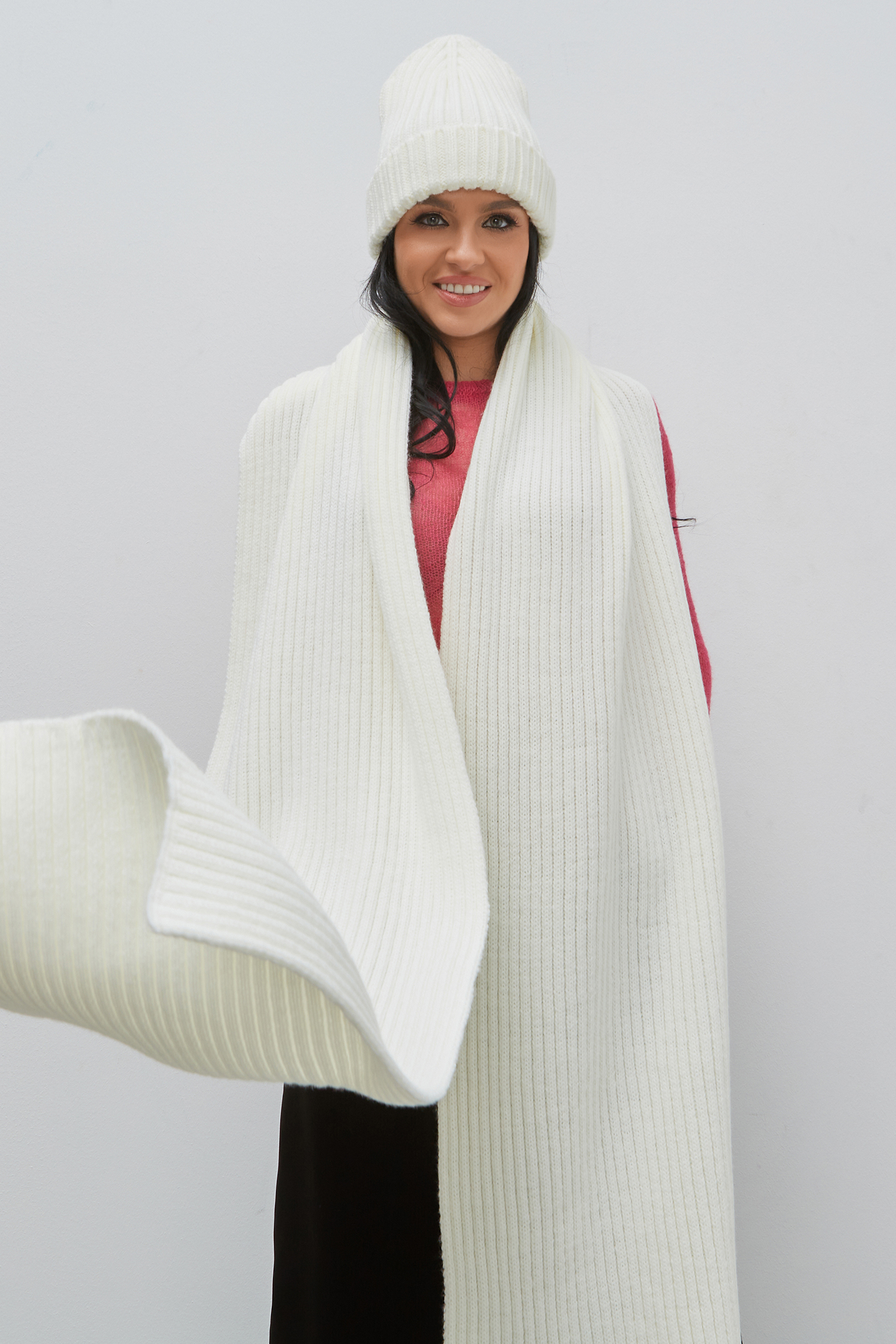 Шарф вязаный (белый)