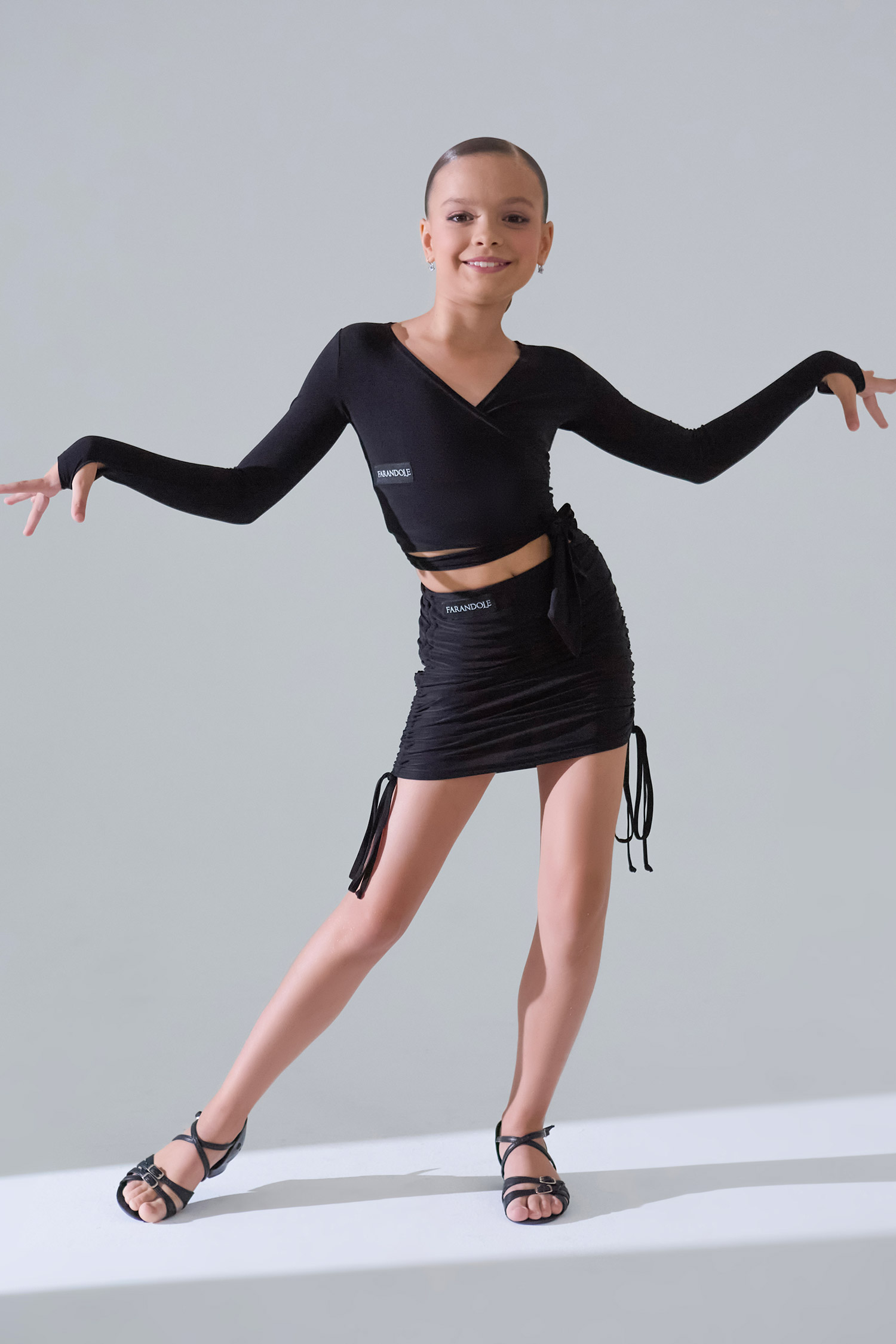 Юбка мини детская с кулисками (черный)