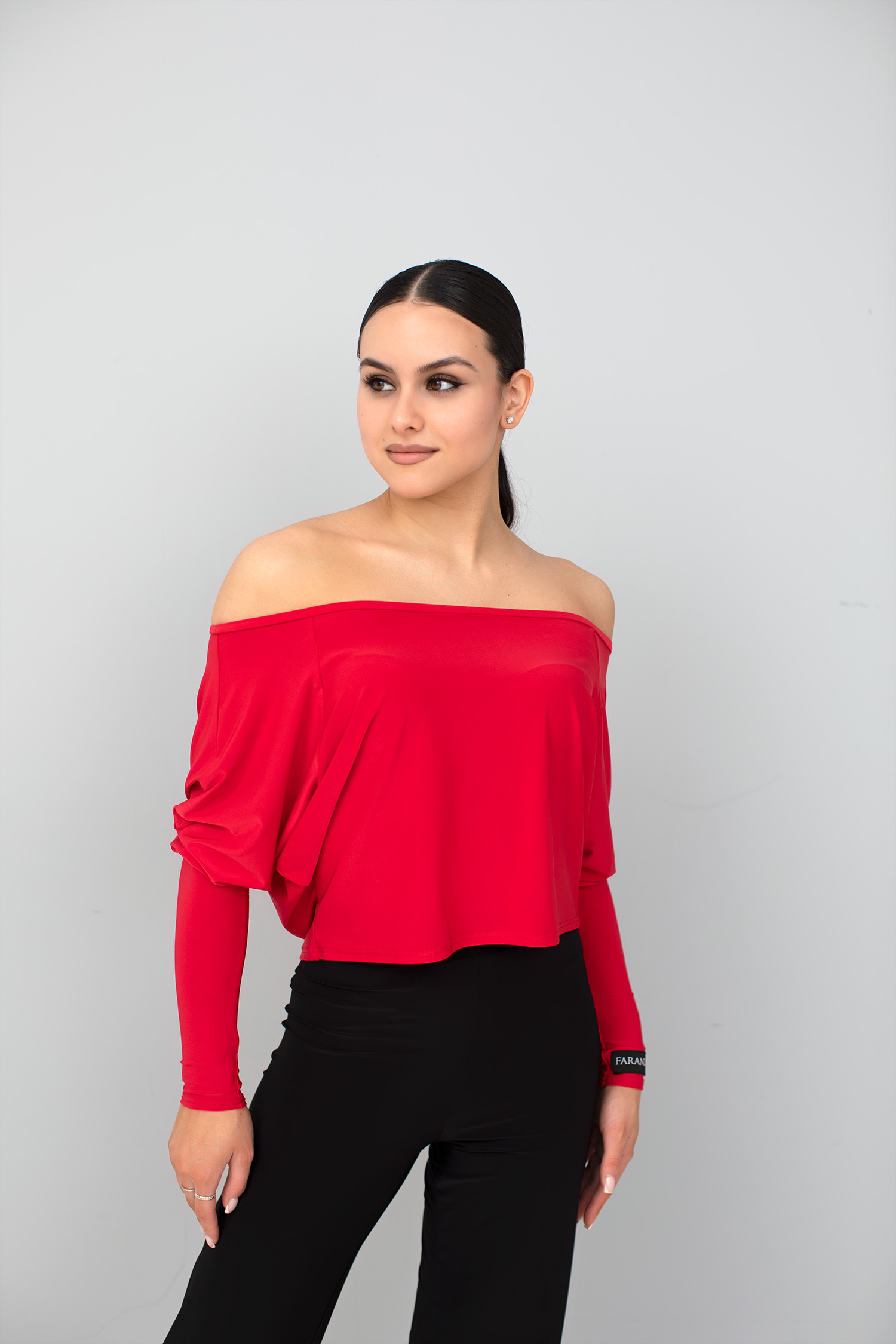 Блузка летучая мышь укороченная (красный)