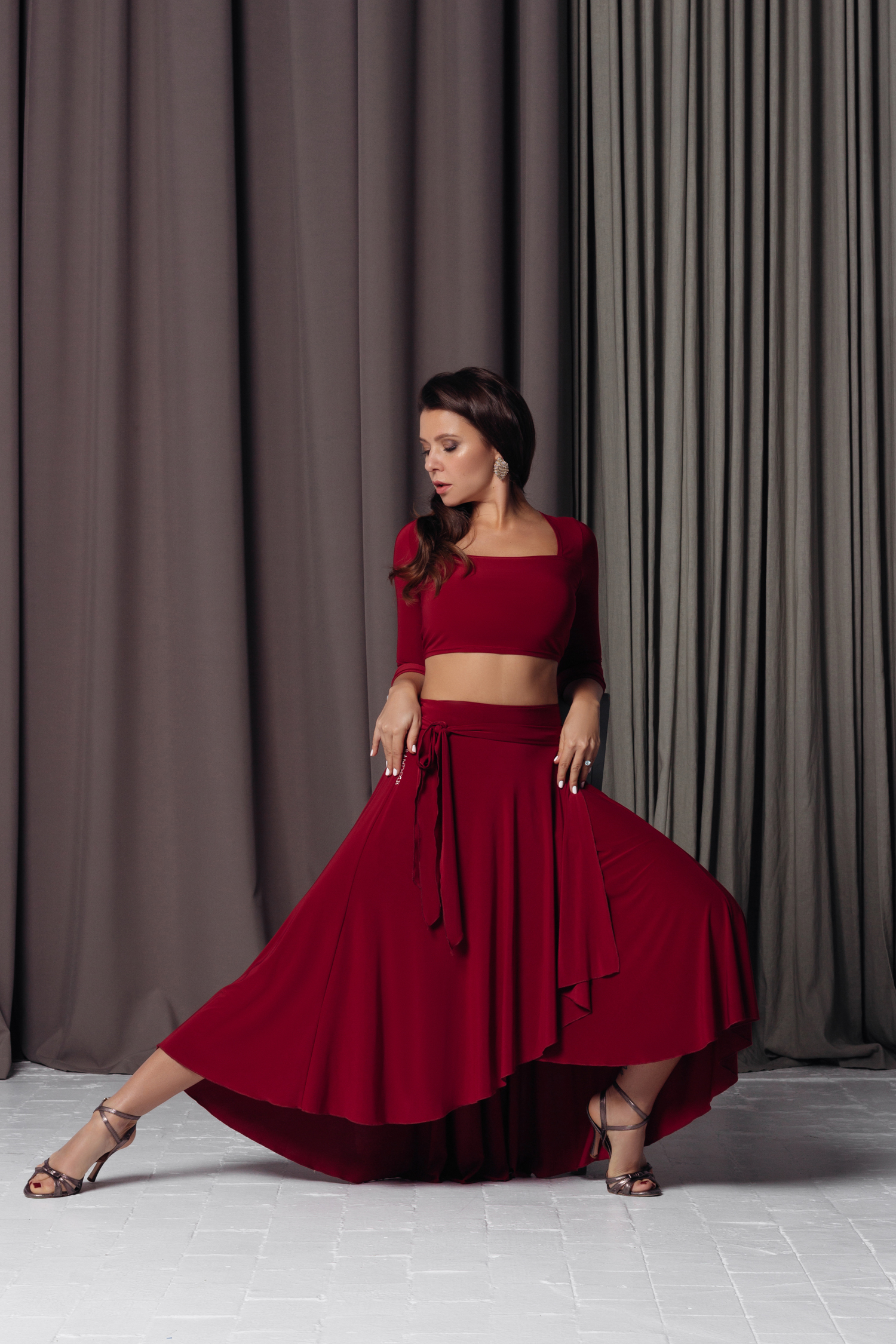 Юбка бордовая с запахом для аргентинского танго