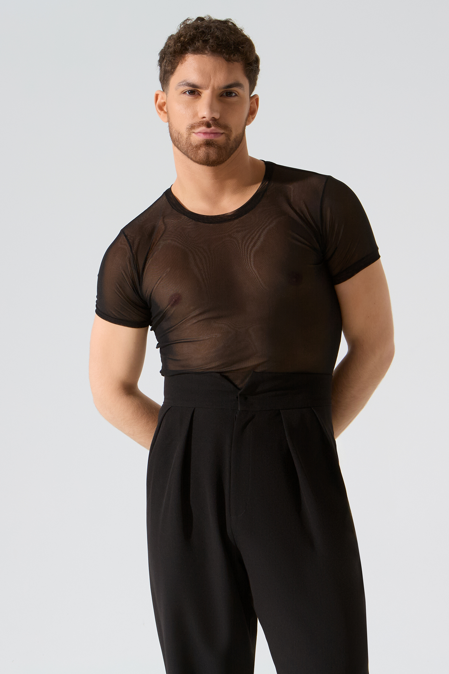 Футболка мужская из сетки (черный)