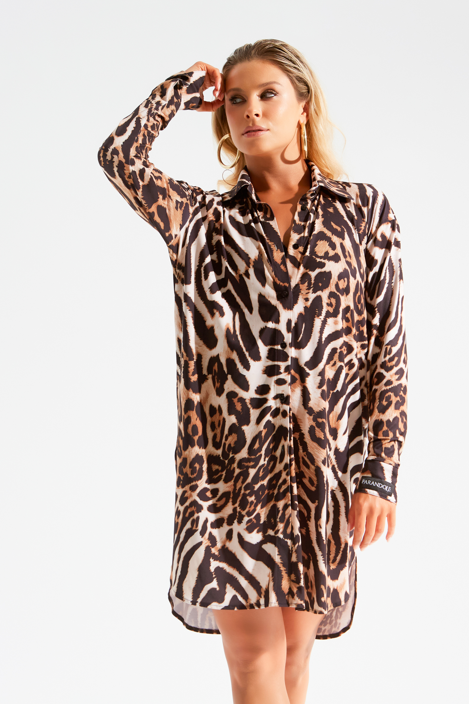 Рубашка удлиненная с разрезами (тигровый)