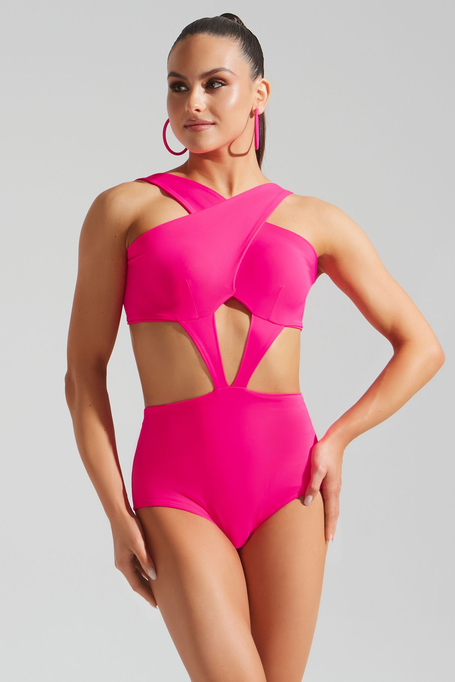 Боди с перекрутом (малиновый неон)
