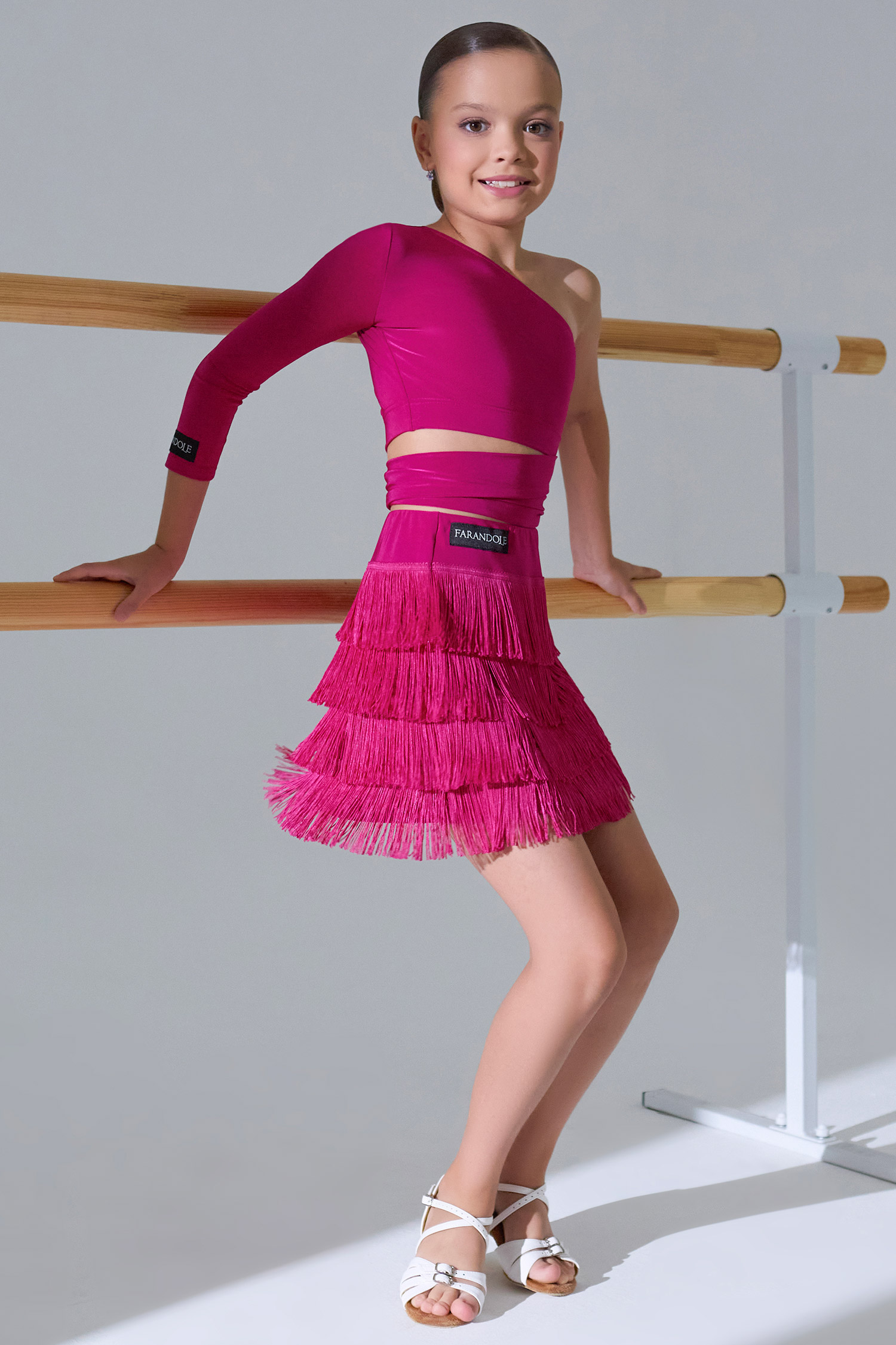 Юбка мини детская с бахромой (фуксия)