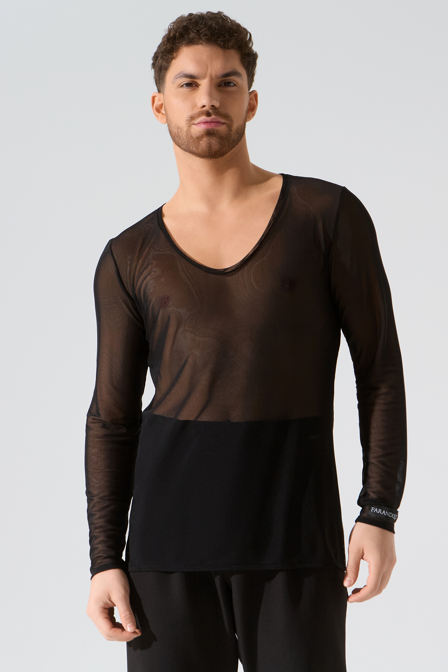 Лонгслив мужской из сетки (черный)