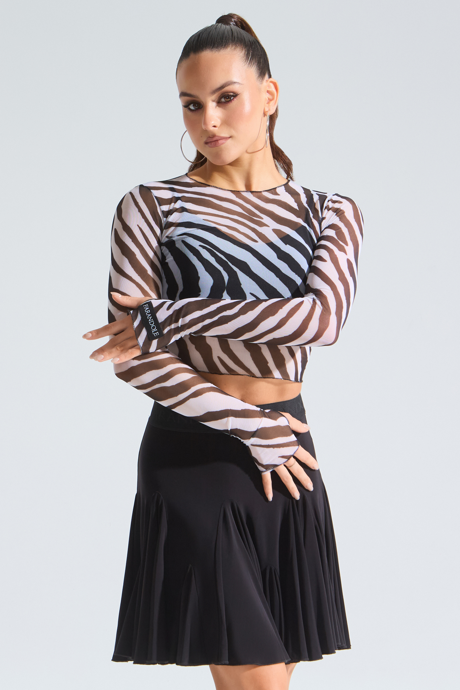 Топ с длинными рукавами из сетки (зебра)