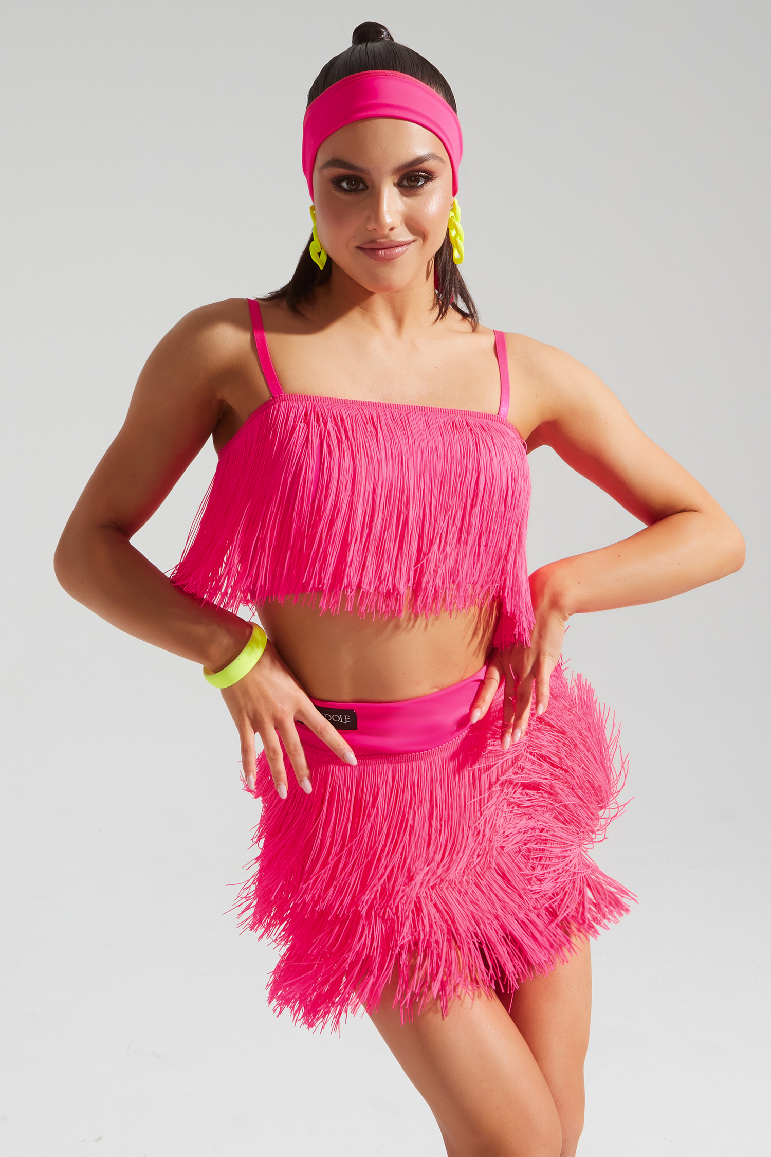 Юбка мини с бахромой (малиновый неон)