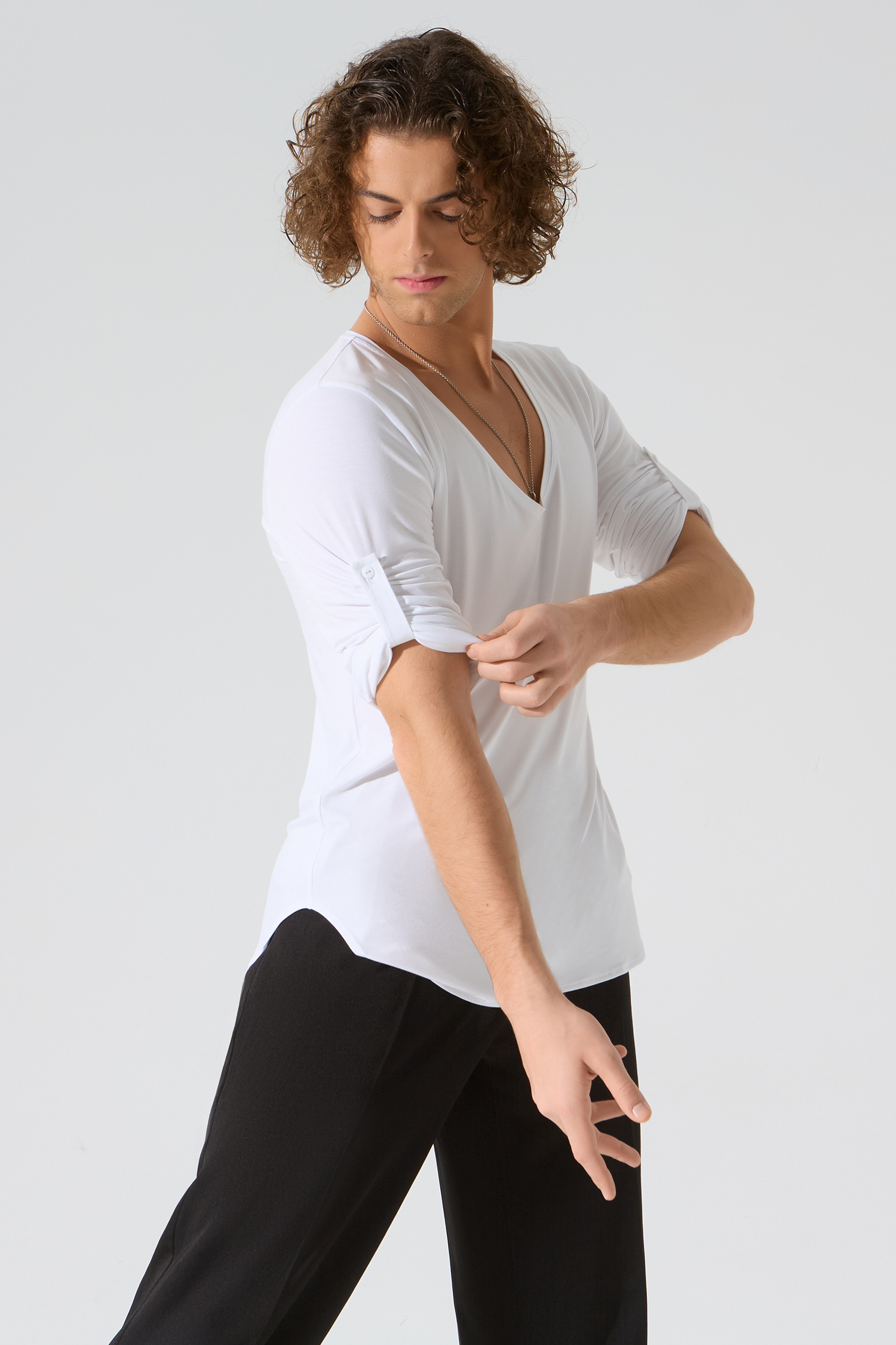 Лонгслив мужской с патами (белый)