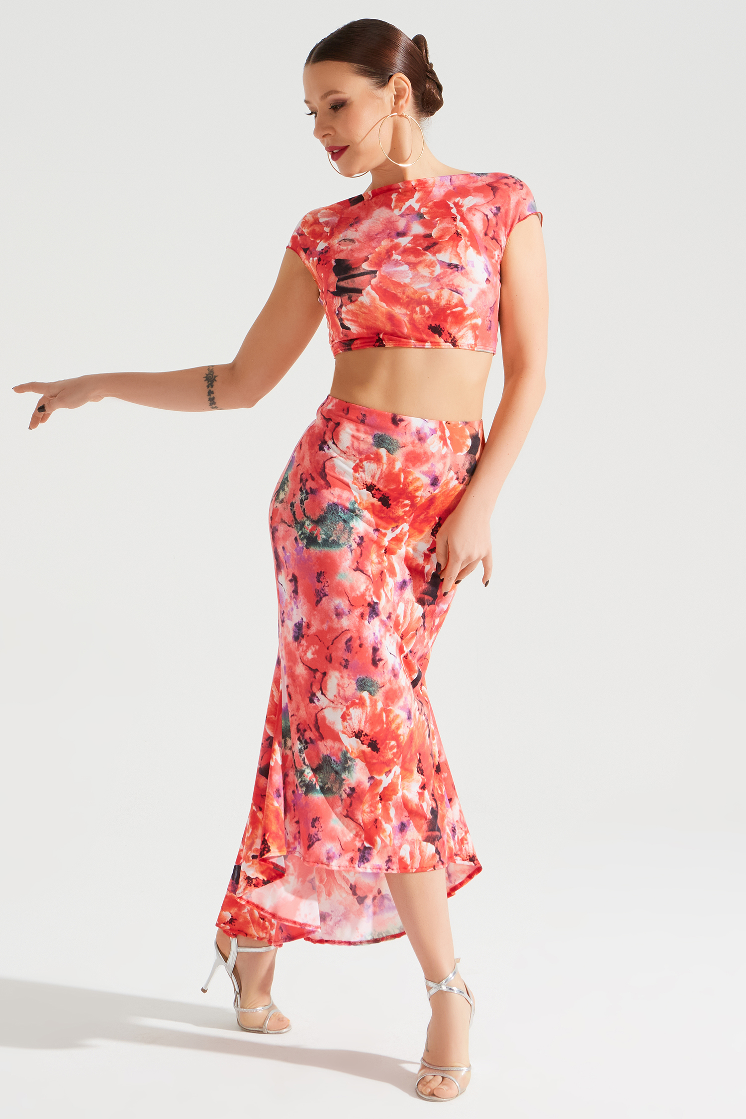 Юбка для танго с двумя клиньями (маки)